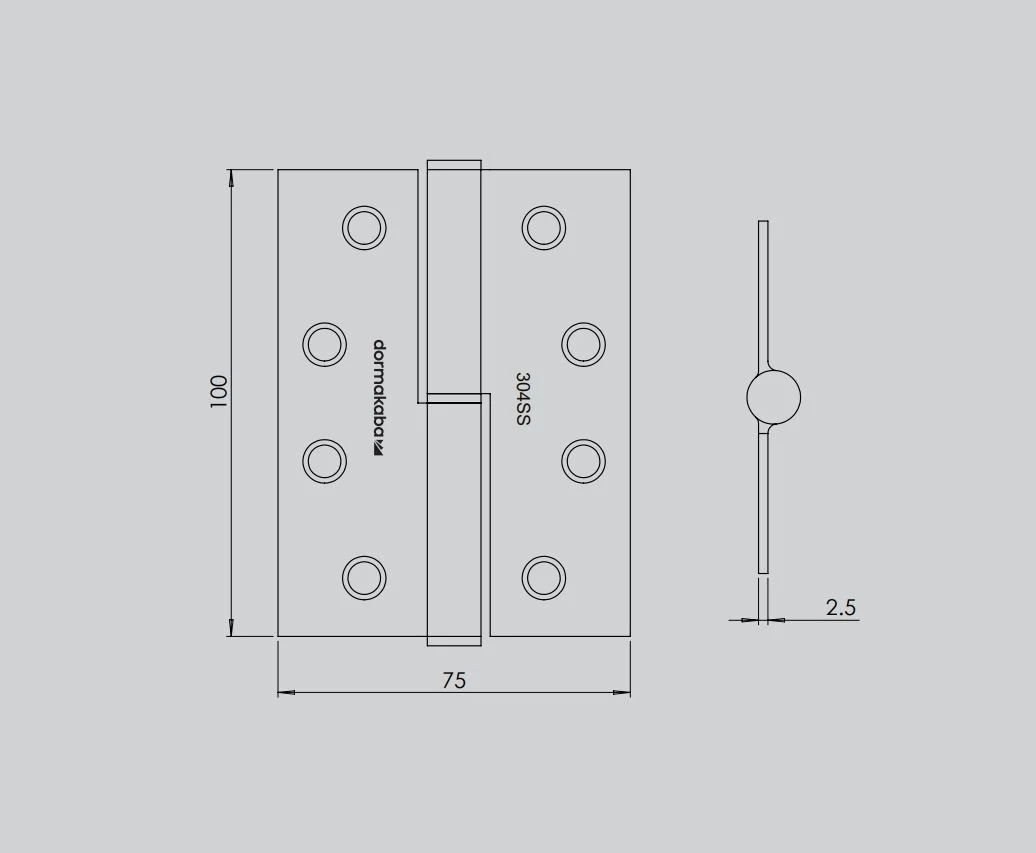 Dormakaba Lift Off Door Hinge Left Hand 100x75mm Stainless Steel 100/75LOLHSSS - Image 2