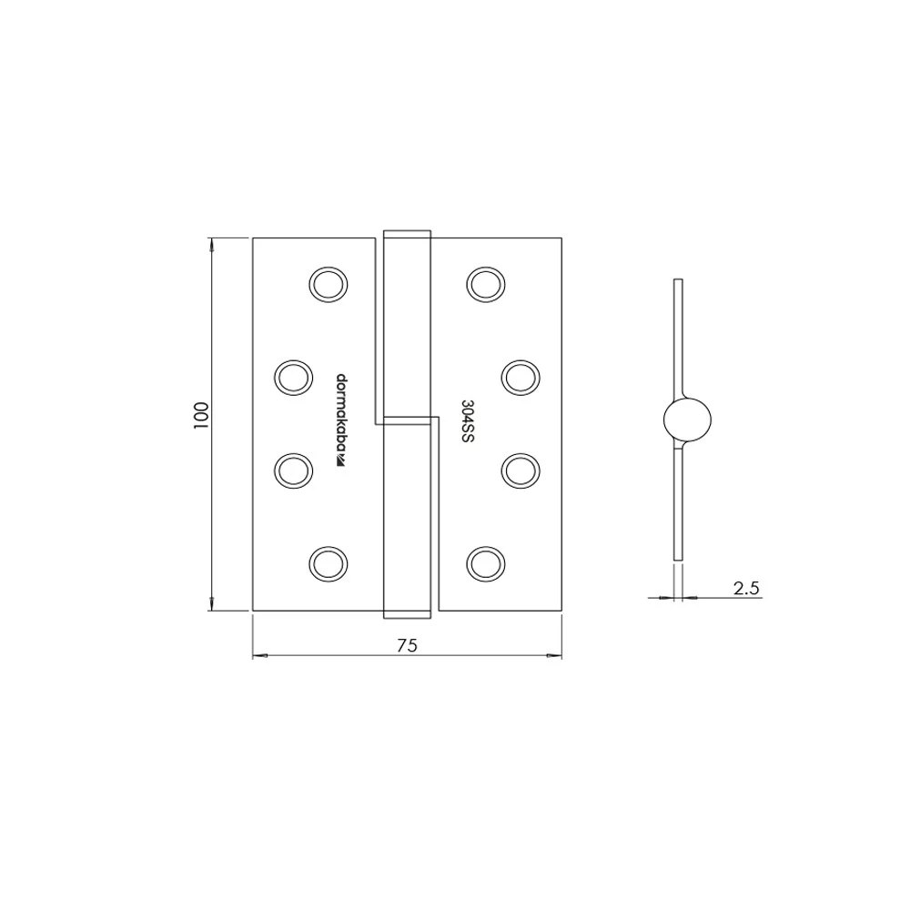 Dormakaba Lift Off Door Hinge Right Hand Stainless Steel DKH100/75LO RH SSS - Image 2