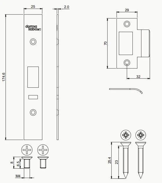Dormakaba MS2602 Mortice Lock Face Plate Kit Satin Black MS2FPKBLK - Image 2