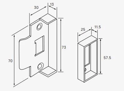 Dormakaba Tubular Latch 2202 60mm Back Set + Rebate Kit 2203 Stainless Steel - Image 3