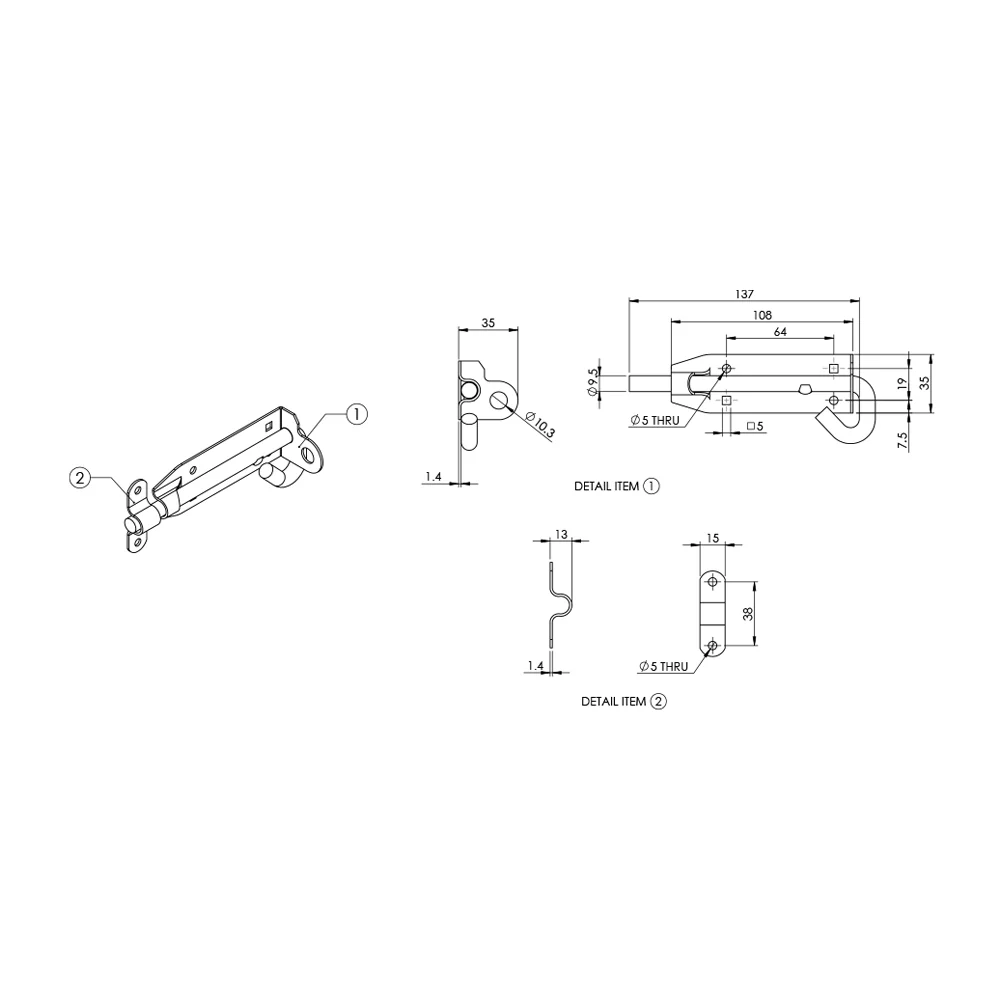 Emro Padbolt Stainless Steel SSPB - Available in 100mm and 150mm - Image 3