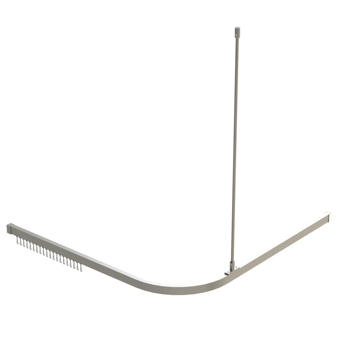 Emro Shower Track With Support and Hooks SCA1200 - Available in Clear Anodised and White Powder Coat - Image 3