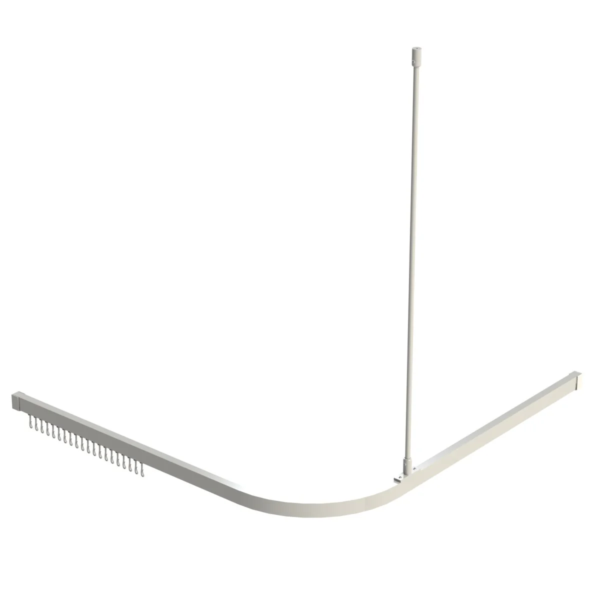 Emro Shower Track With Support and Hooks SCA1200 - Available in Clear Anodised and White Powder Coat - Image 4
