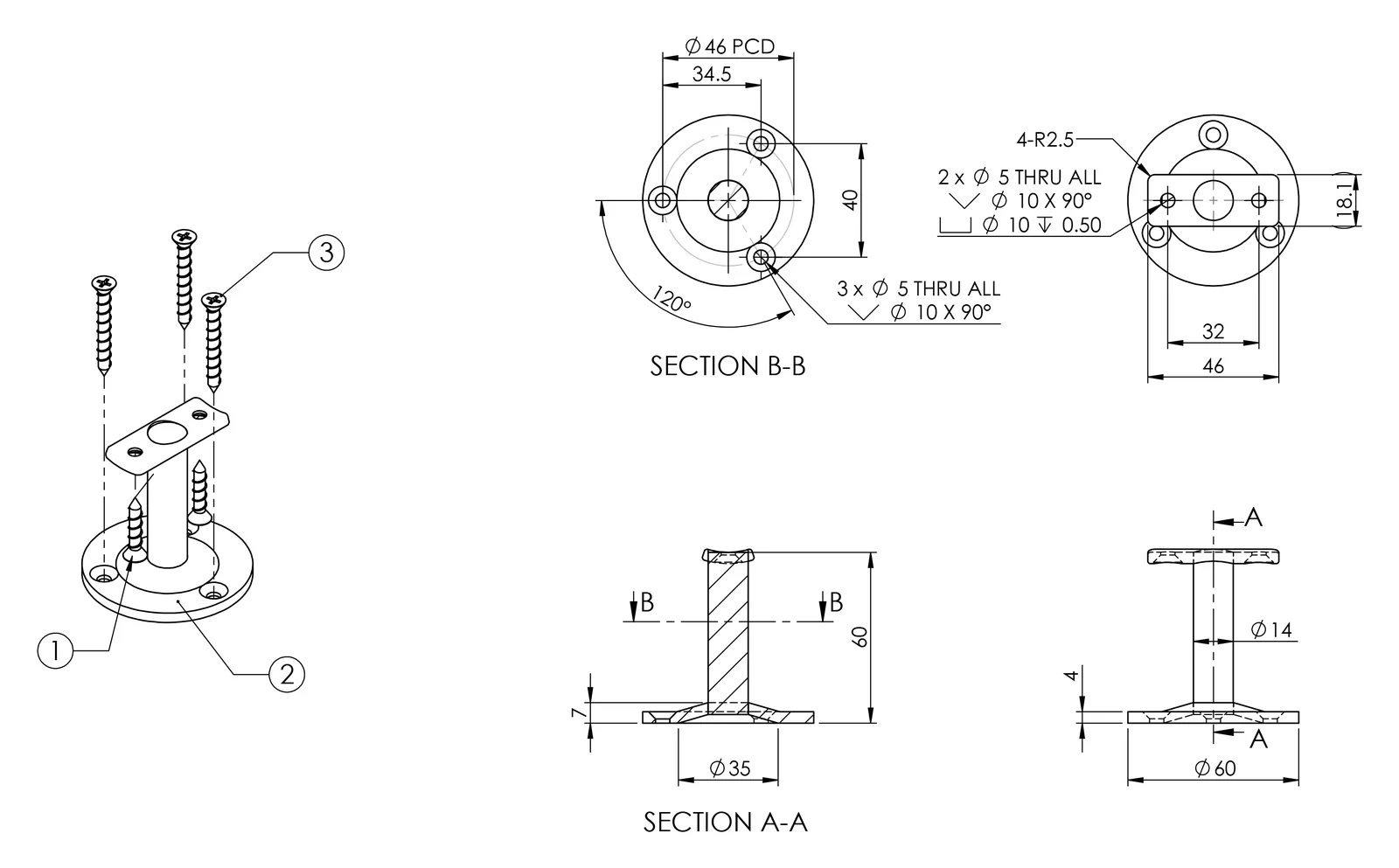 Emro Straight Exposed Bracket SS445 - Available in Curved Top and Flat Top - Image 3