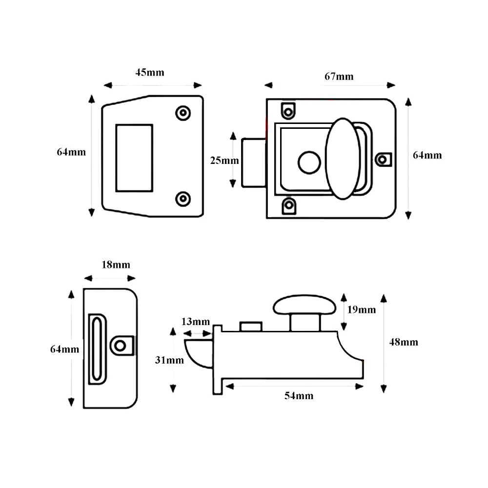 Eurospec Traditional Night Latch Narrow Style Door Lock 40mm F6407 - Image 3