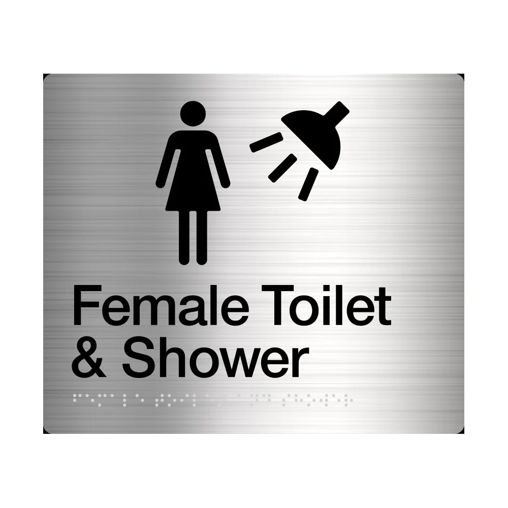 Tim The Sign Man Female Toilet & Shower Amenity Sign Braille Stainless Steel FTS-SS