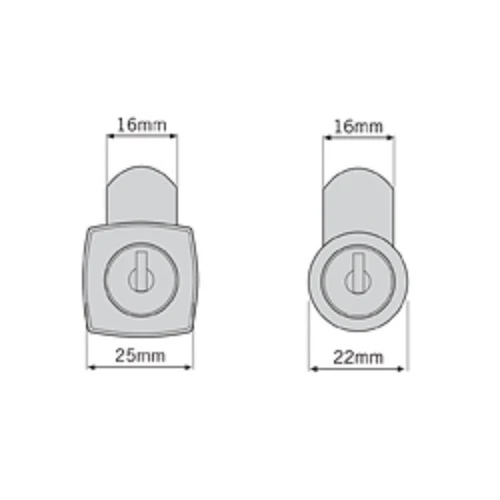 Firstlock Cabinet Cam Lock Square Face 19mm Keyed Alike Chrome Plate NX19SKA - Image 3