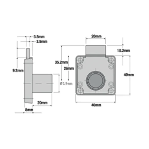 Firstlock Cupboard Lock BOLTLOCKSQKD 5 Disc Square Keyed To Differ w/ Barrel - Image 4