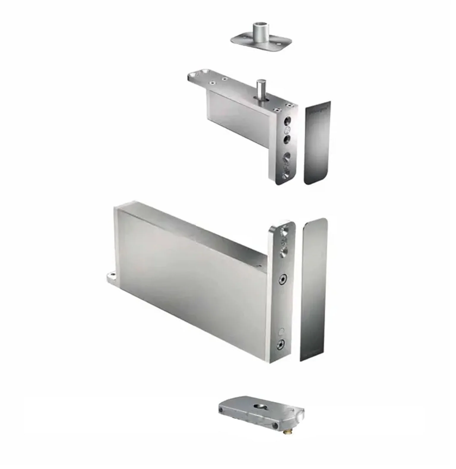 FritsJurgens Full Kit System M+A | 40mm Min Pivot Point Squared Floor Plate Satin Stainless Steel FJS/STM+40ASSS