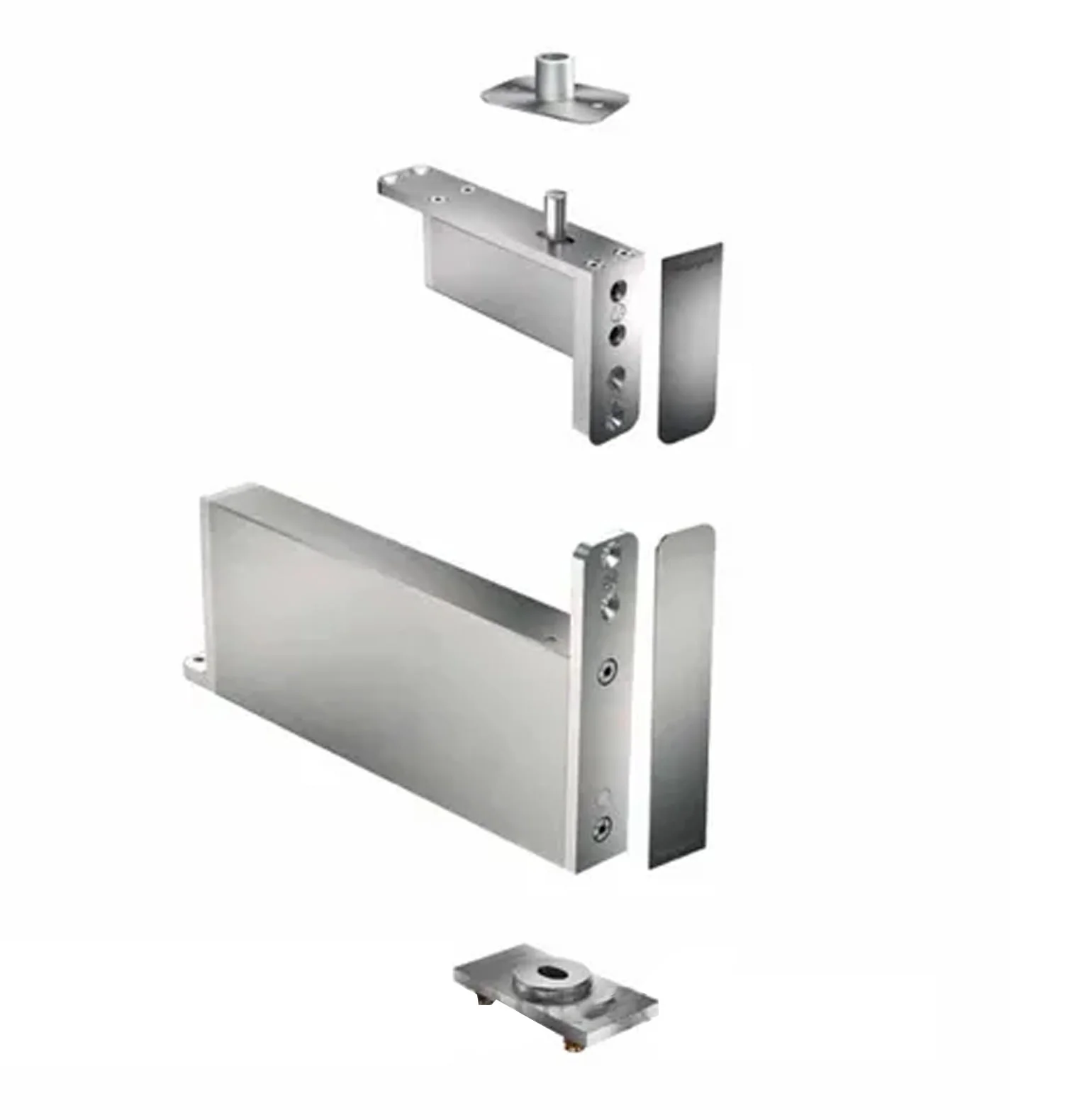 FritsJurgens Full Kit System M+C | 40mm Min Pivot Point Flush Squared Floor Plate Satin Stainless Steel FJS/STM+40CFSSS