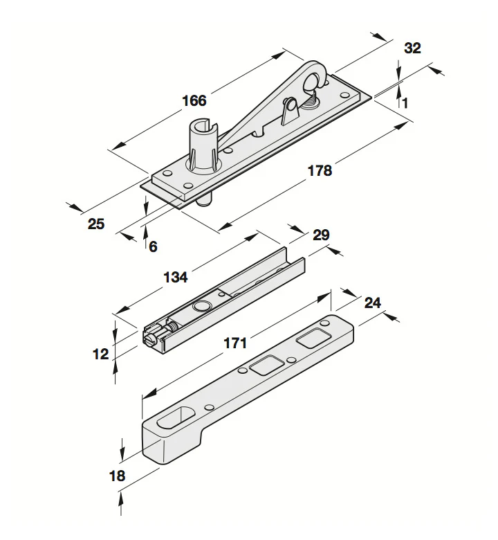 Hafele EN3 Floor Spring Door Closer DCL 303 Hold Open Double Action 932.79.140 - Image 3