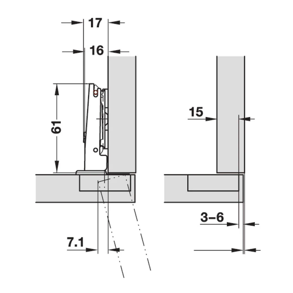 Hafele Salice Silentia 105 Cabinet Hinge Soft Close Pair DP 52/5.5 329.28.370 Hinge Display Pack 2 - Image 5