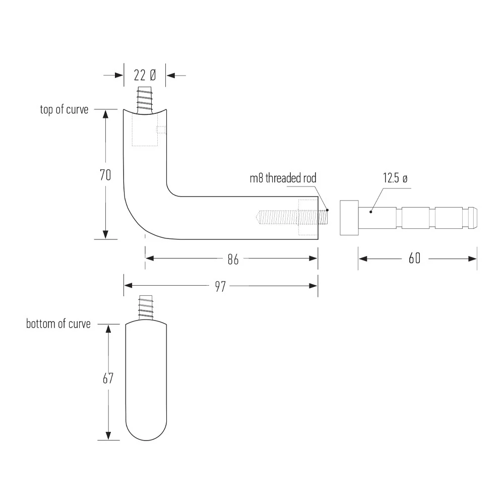 Halliday & Baillie Alluminum D Stair Rail Bracket HB595 - Available in Various Finishes - Image 2
