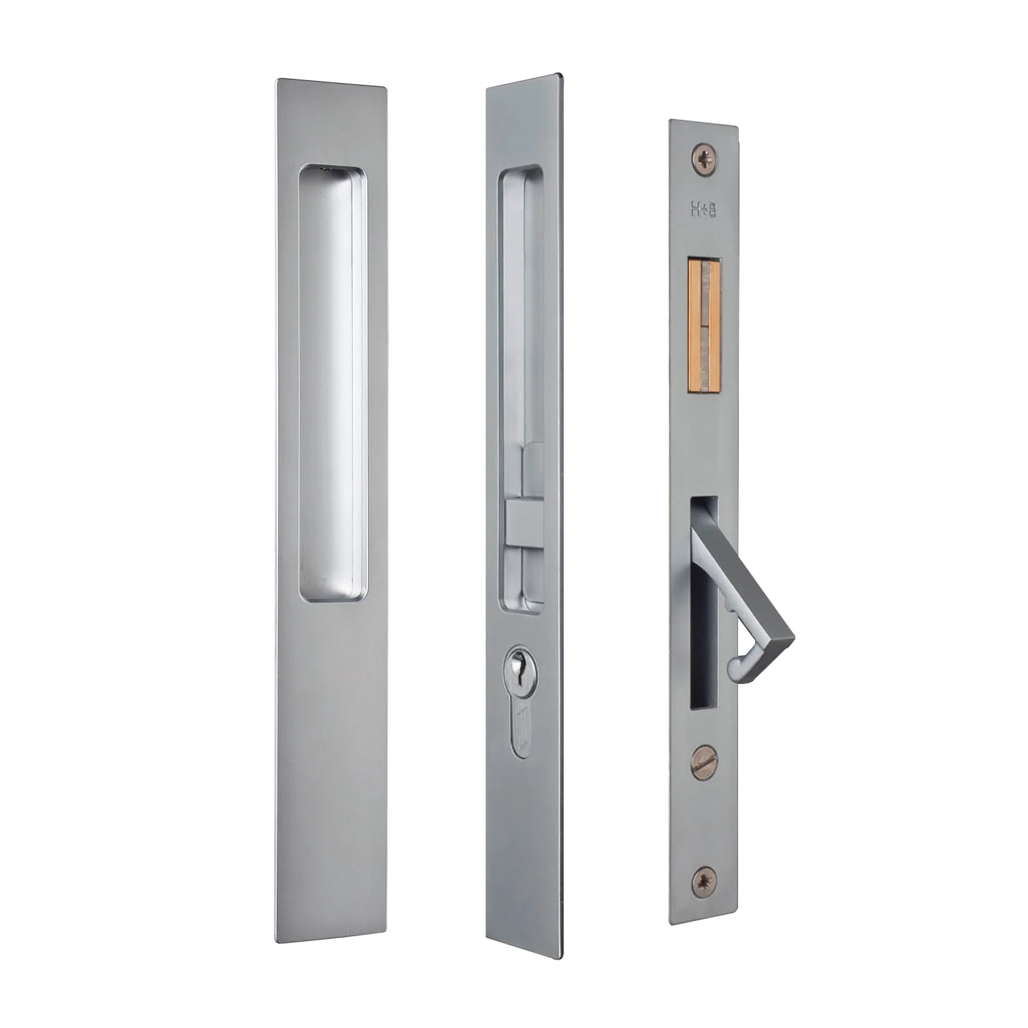 Halliday & Baillie Integrated End Pull Door Lock Set with Keyhole Snib/Plain 55mm Satin Chrome
