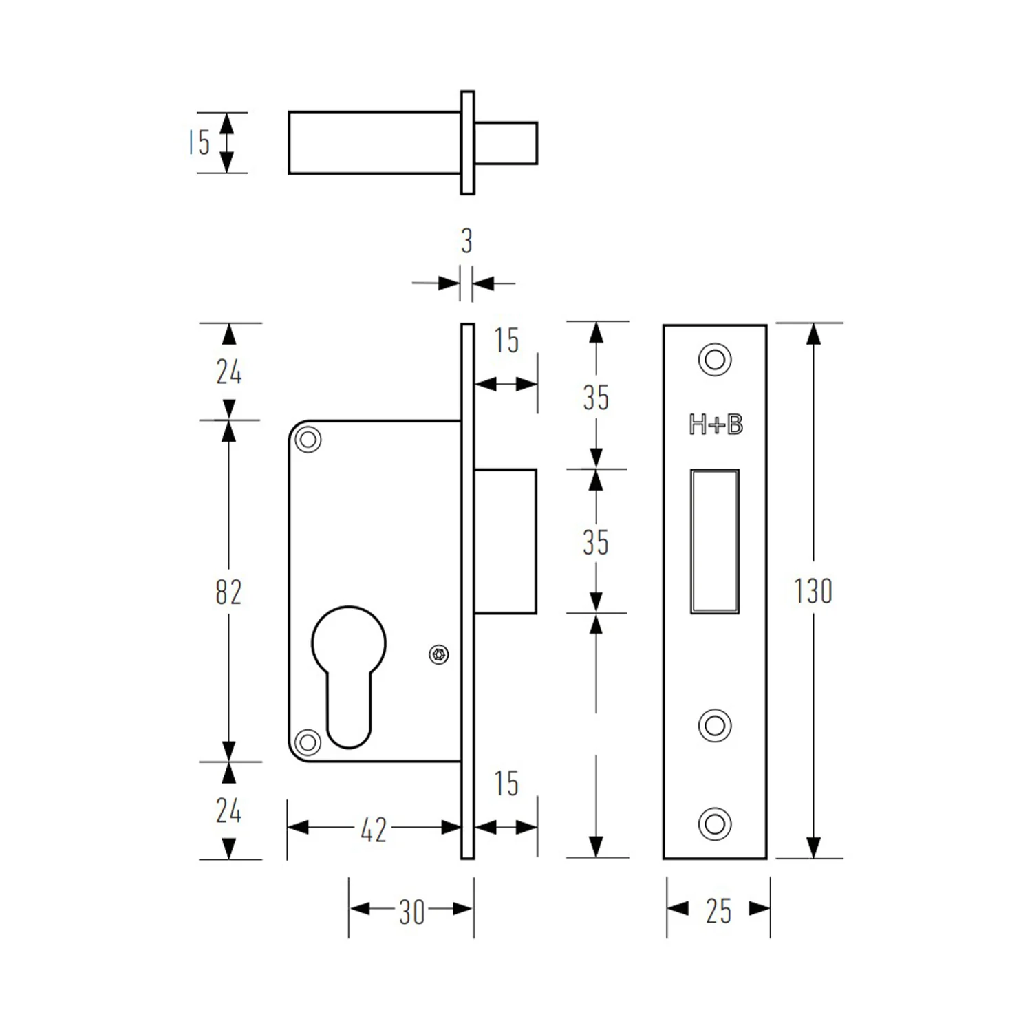 Halliday & Baillie Pivot Door Deadbolt 30mm Satin Chrome HB2015-SC - Image 2
