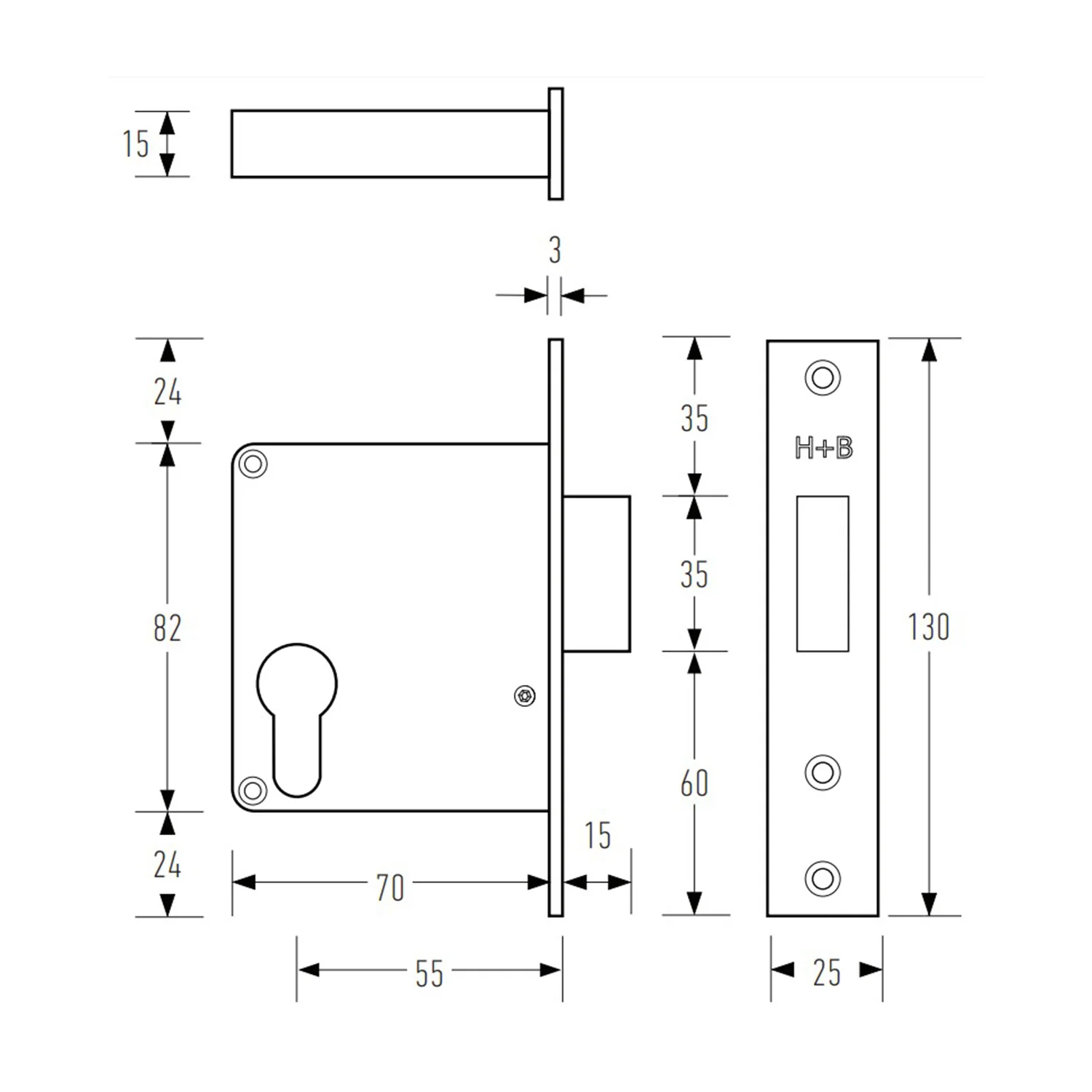Halliday & Baillie Pivot Door Deadbolt 55mm Satin Chrome HB2025-SC - Image 2