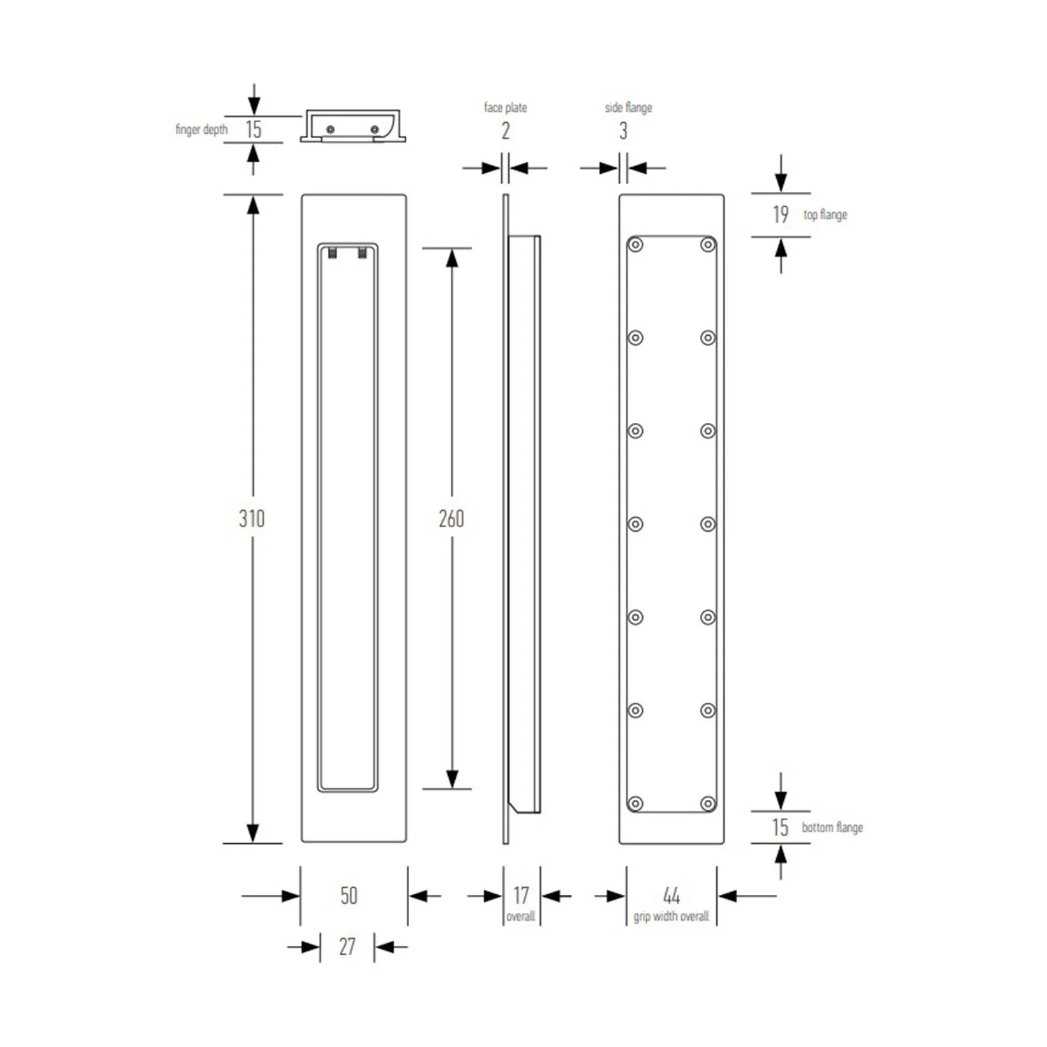 Halliday & Baillie Pivot Door Privacy Set Flush Pull - Available in Left and Right Hand - Image 2