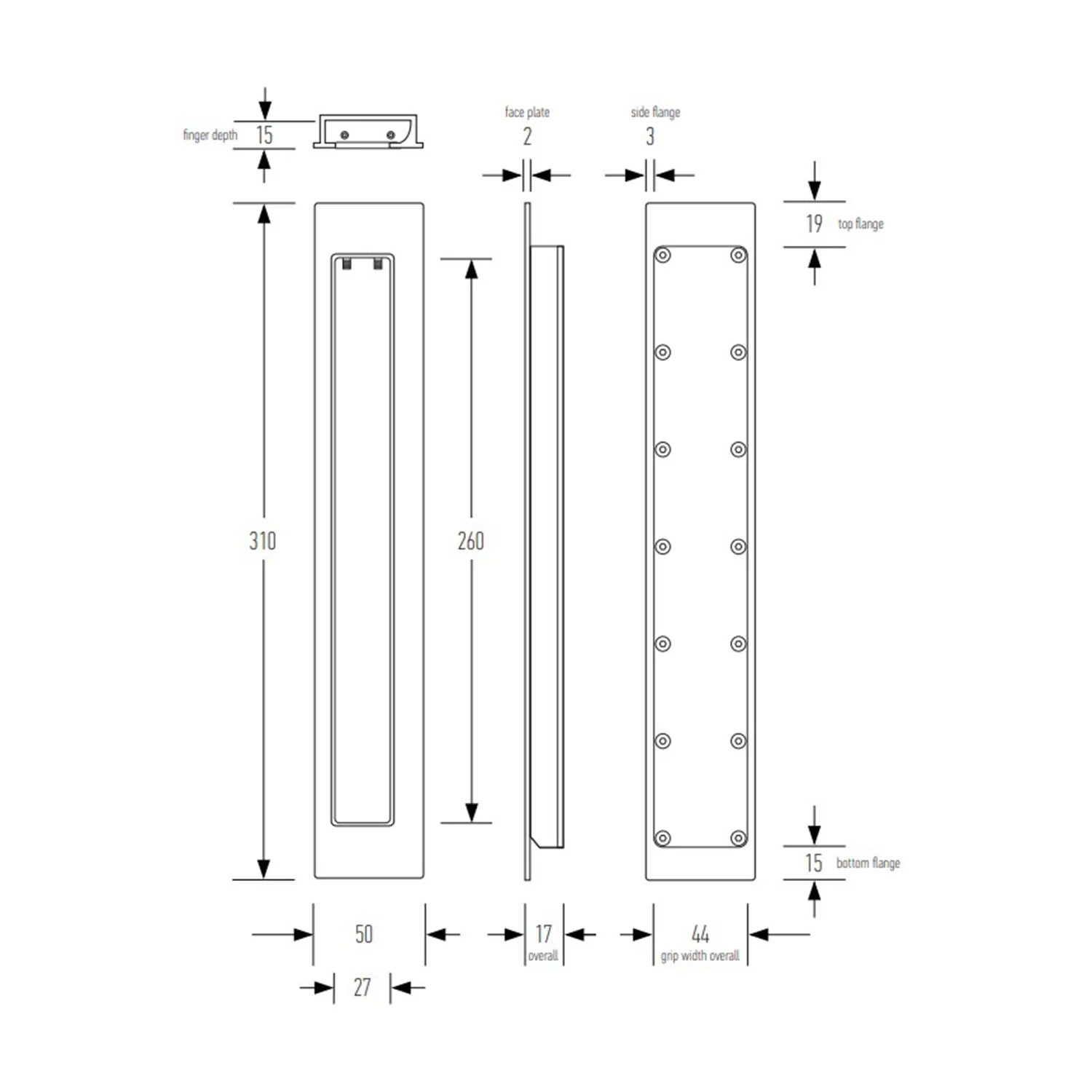 Halliday & Baillie Pivot Door Privacy Set Flush Pull with Snib and Indicator 1485 - Image 2