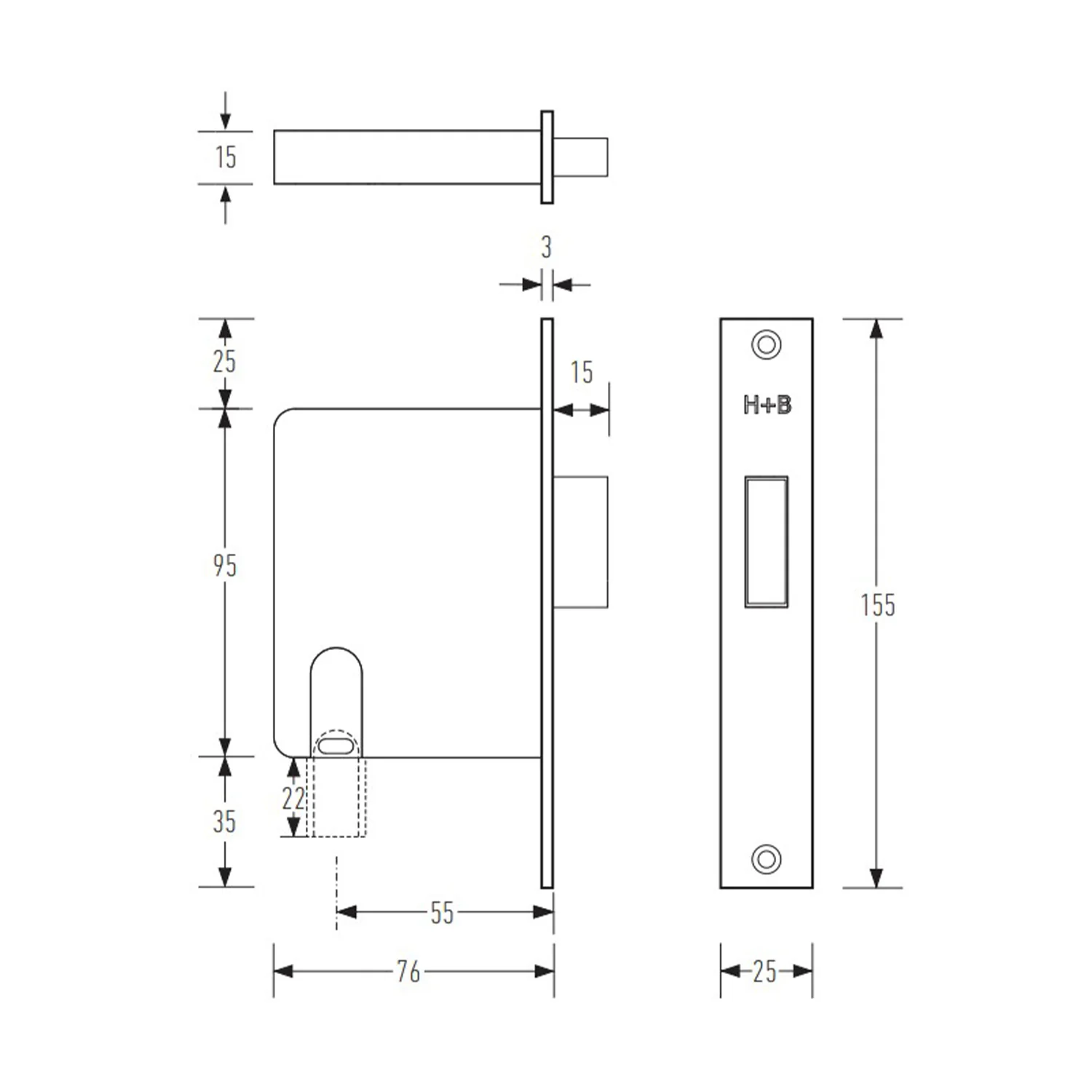 Halliday & Baillie Pivot Door Privacy Set Flush Pull with Snib Inside Only 310mm Satin Chrome - Image 3