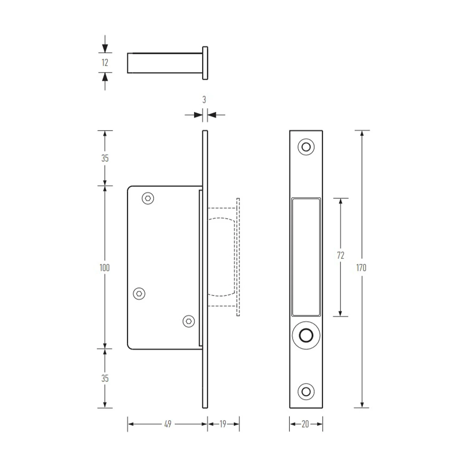 Halliday & Baillie Pocket Door Slider Edge Pull - Available in Various Finishes - Image 5