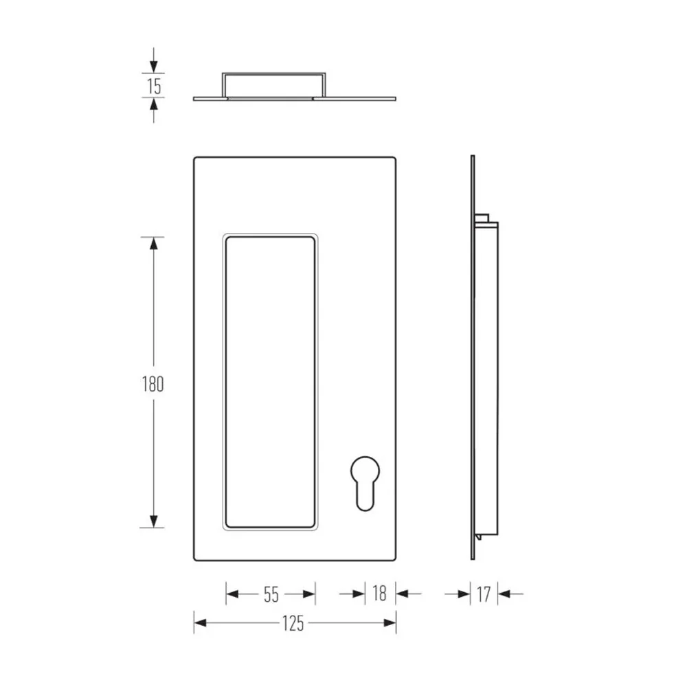 Halliday & Baillie Rectangle Offset Flush Pull with Keyhole 250mm - Available in Various Finishes - Image 2