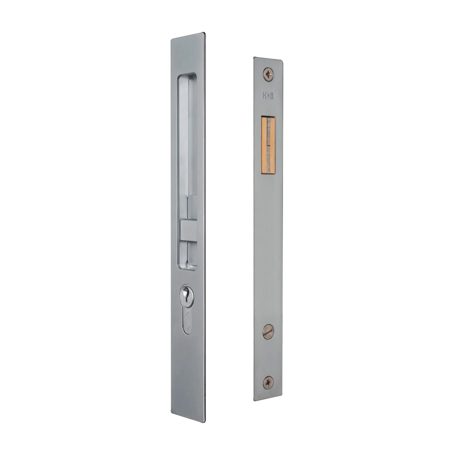 Halliday & Baillie Sliding Door Lock Set with Keyhole Snib/Nothing 55mm Satin Chrome HB633-SC