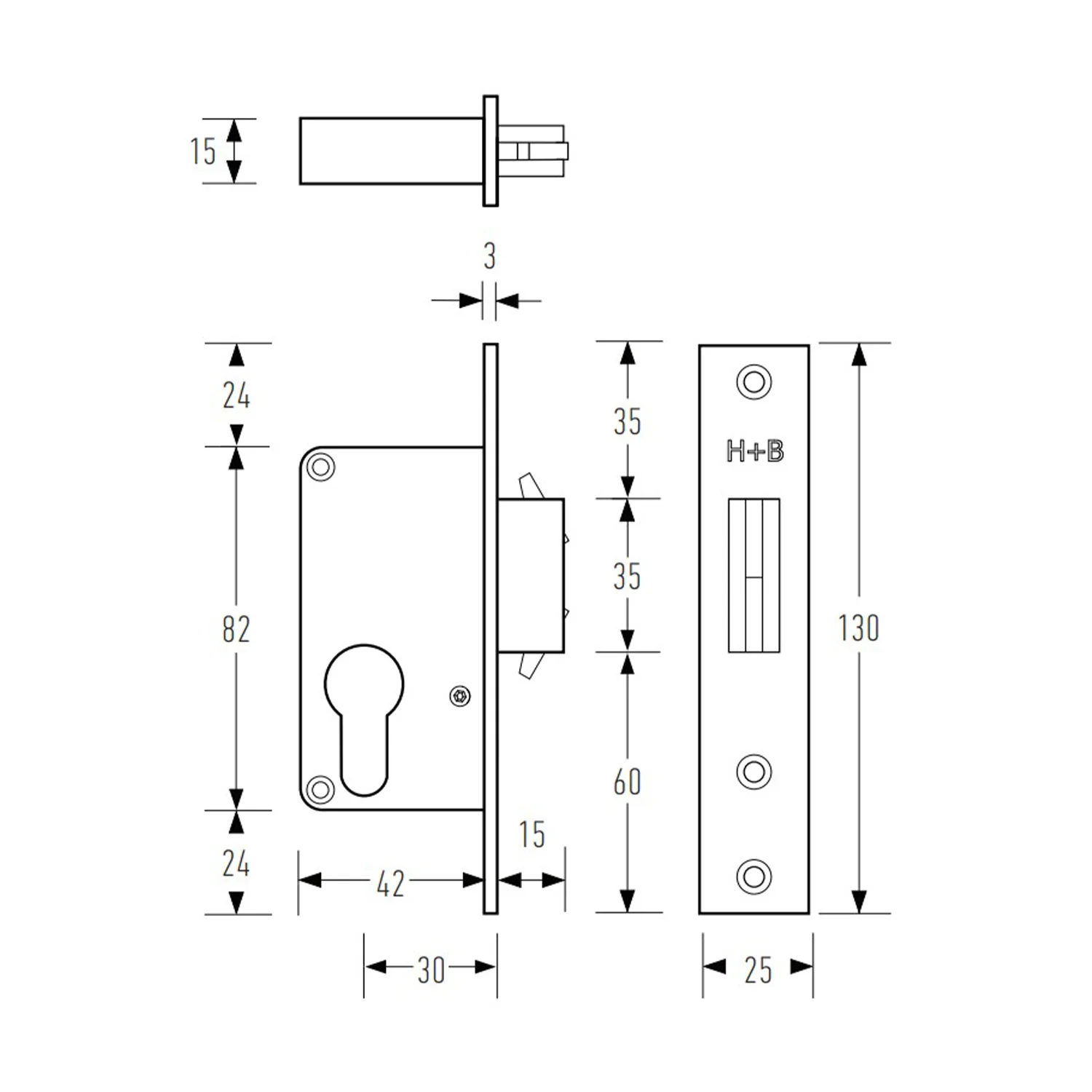 Halliday & Baillie Sliding Door Mortice Lock HB2010 - Available in Various Finishes - Image 4