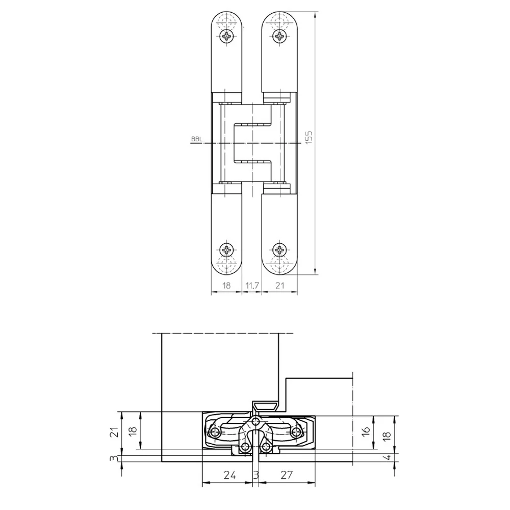 Halliday & Baillie Tectus Concealed Hinge 60kg - Available in Various Finishes - Image 2