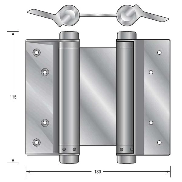HFH Door Hinge 4150-104 Double Action Spring 100mm Satin Chrome Pair - Image 3