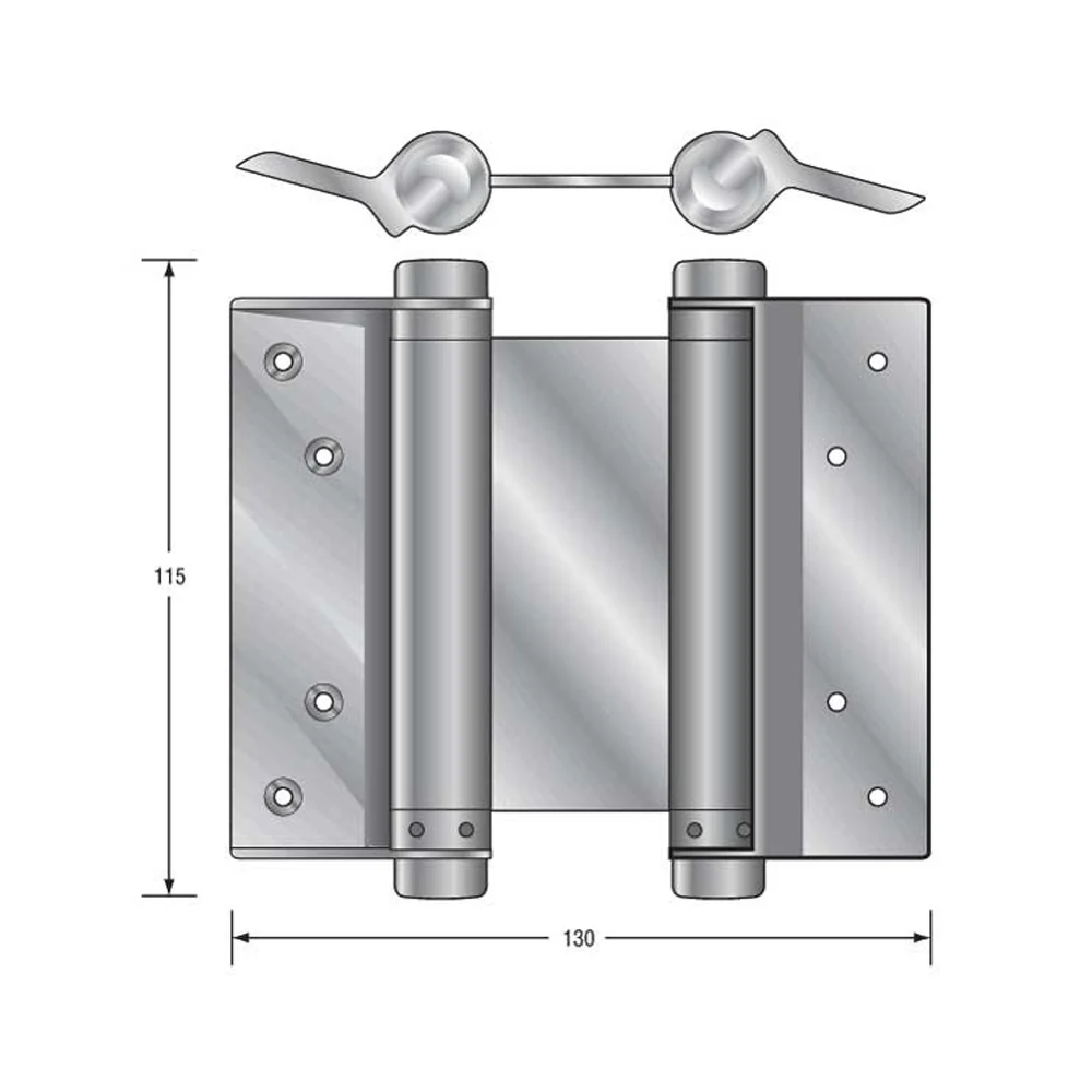 HFH Door Hinge Double Action Spring 100mm Polished Chrome 4150-103 *Pair* - Image 3