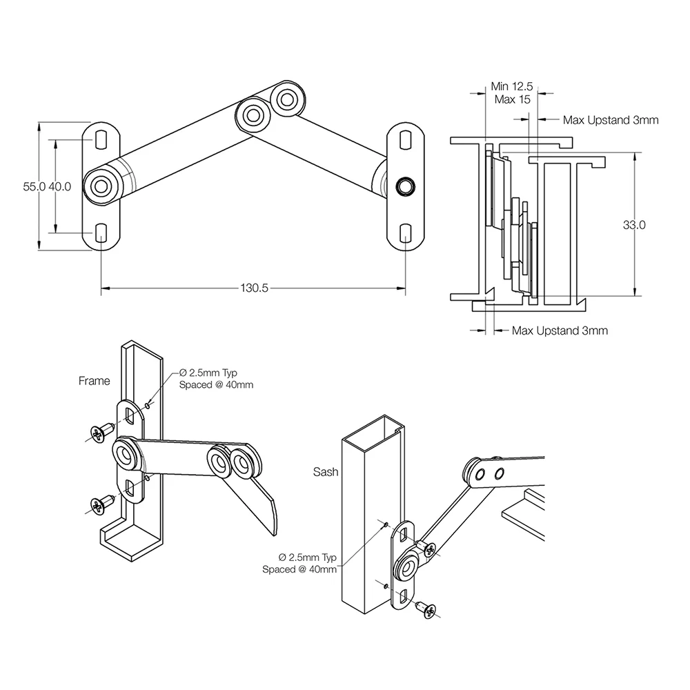 Interlock  Window Stay Casement Awning Child Safety Stainless Steel Pair P1097 - Image 3
