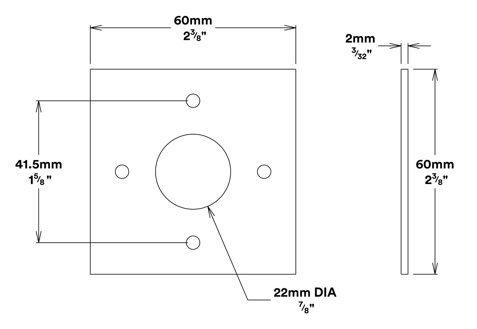 Iver Adaptor Plate Square 60mm Pair - Available In Various Finishes - Image 2
