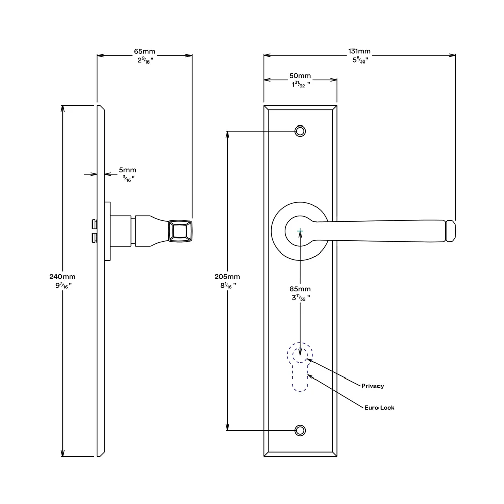 Iver Annecy Door Lever Handle on Chamfered Backplate Brushed Chrome - Image 2