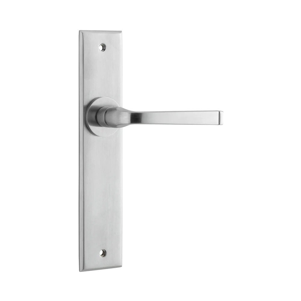 Iver Annecy Door Lever Handle on Chamfered Backplate Brushed Chrome - Image 3