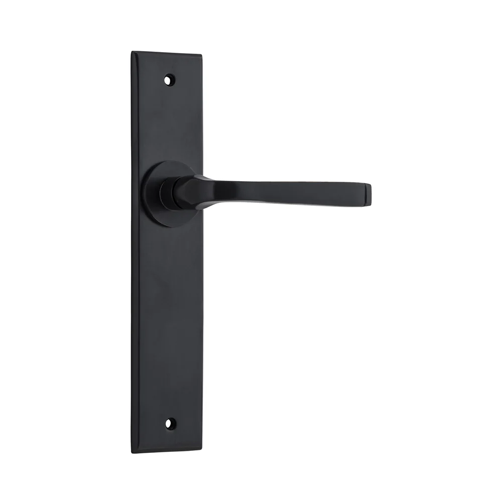 Iver Annecy Door Lever Handle on Chamfered Backplate Matt Black - Image 3
