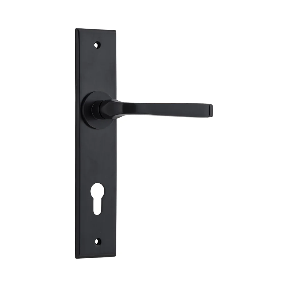 Iver Annecy Door Lever Handle on Chamfered Backplate Matt Black - Image 4