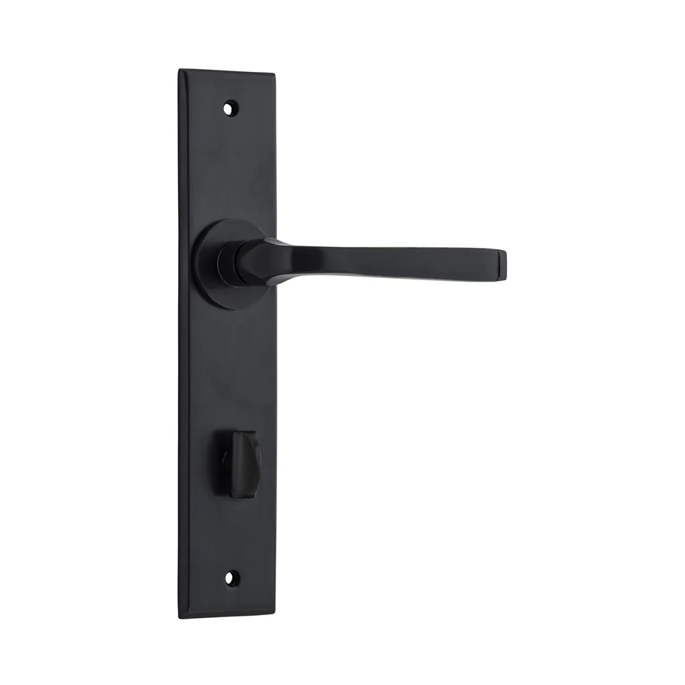 Iver Annecy Door Lever Handle on Chamfered Backplate Matt Black - Image 5