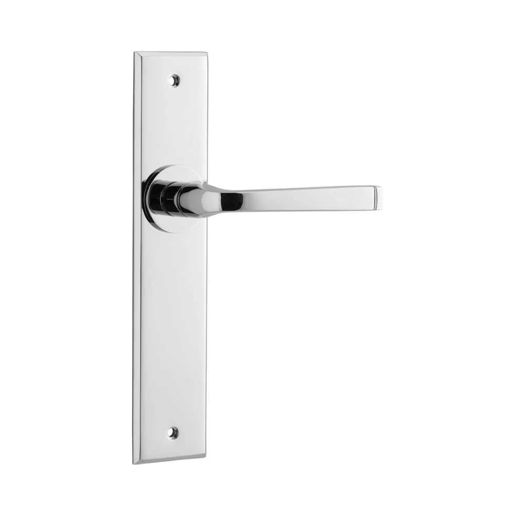 Iver Annecy Door Lever Handle on Chamfered Backplate Polished Chrome - Image 3