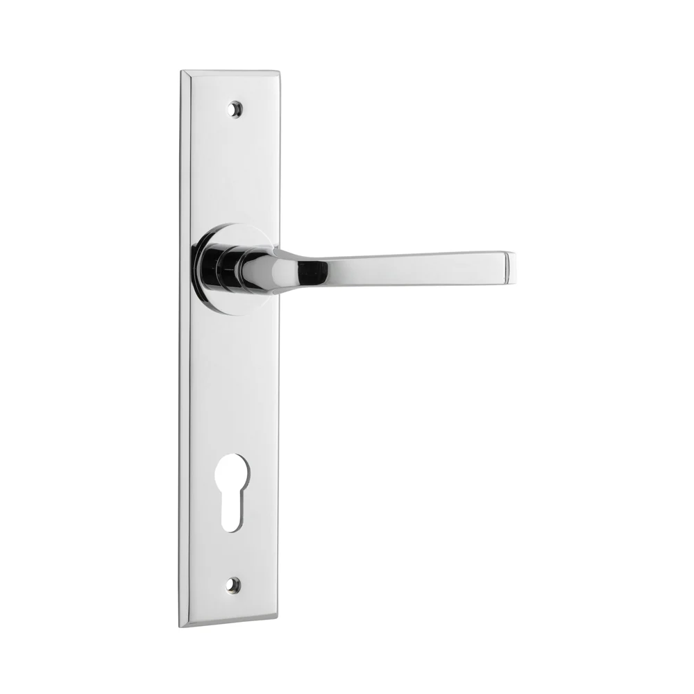 Iver Annecy Door Lever Handle on Chamfered Backplate Polished Chrome - Image 4