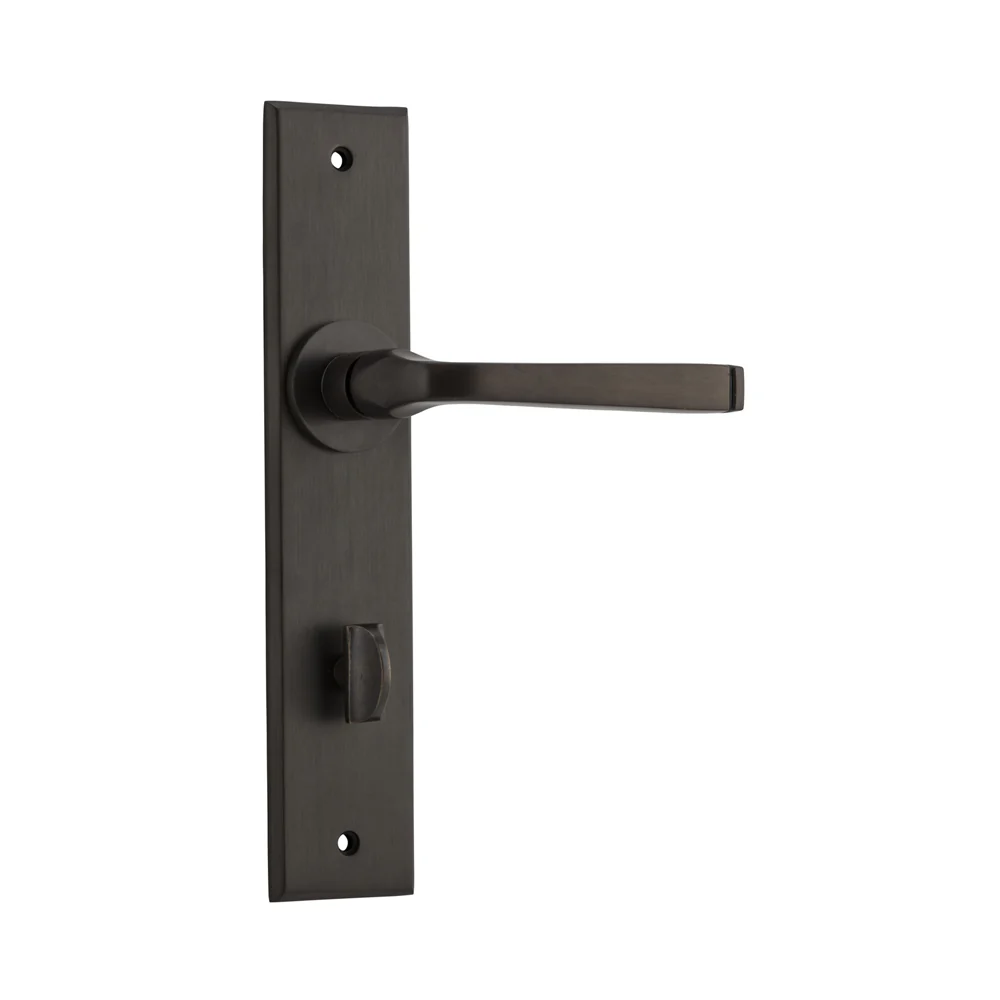 Iver Annecy Door Lever Handle on Chamfered Backplate Signature Brass - Image 5