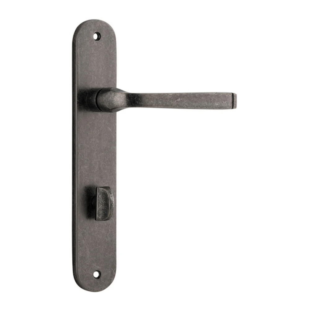 Iver Annecy Door Lever Handle on Oval Backplate Distressed Nickel - Image 4