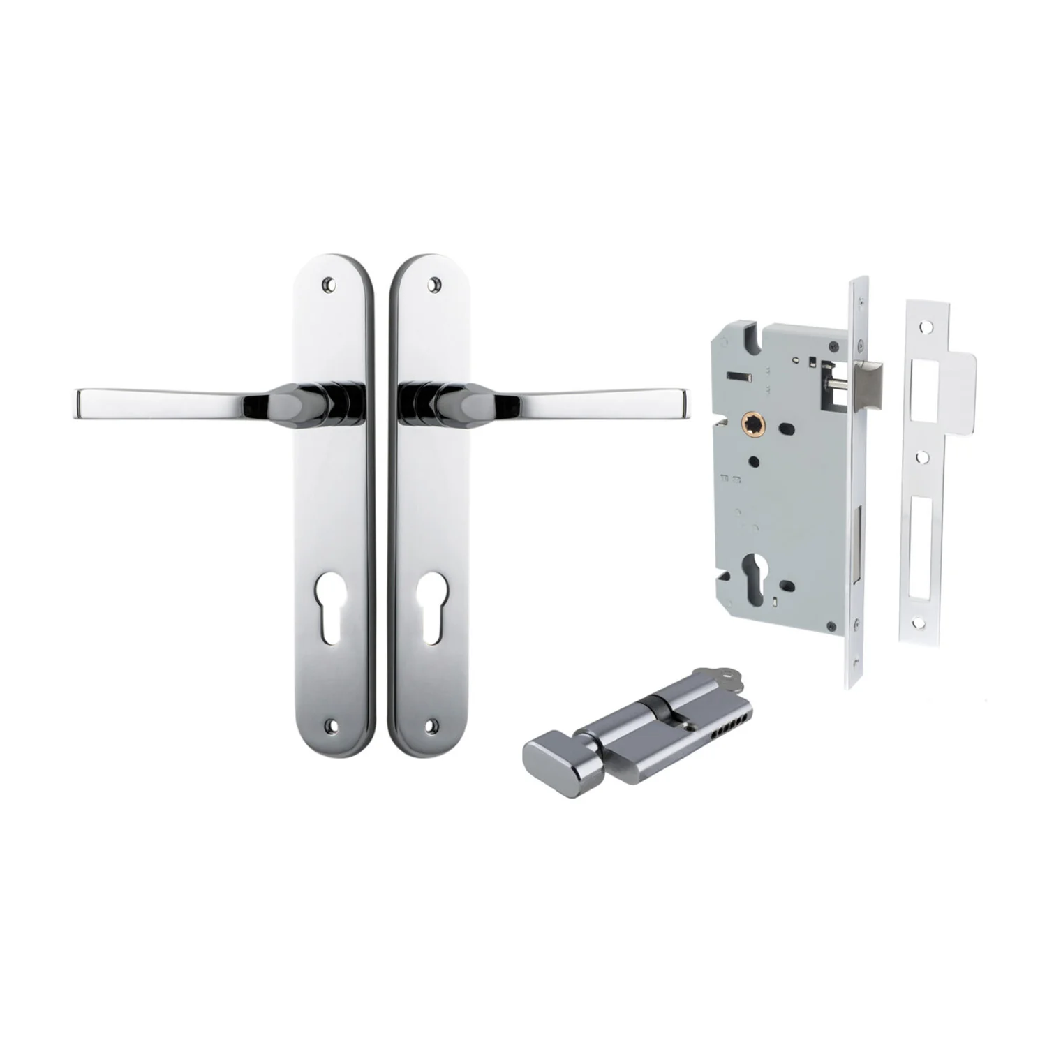 Iver Annecy Door Lever Handle on Oval Backplate Entrance Kit Key/Thumb - Image 11