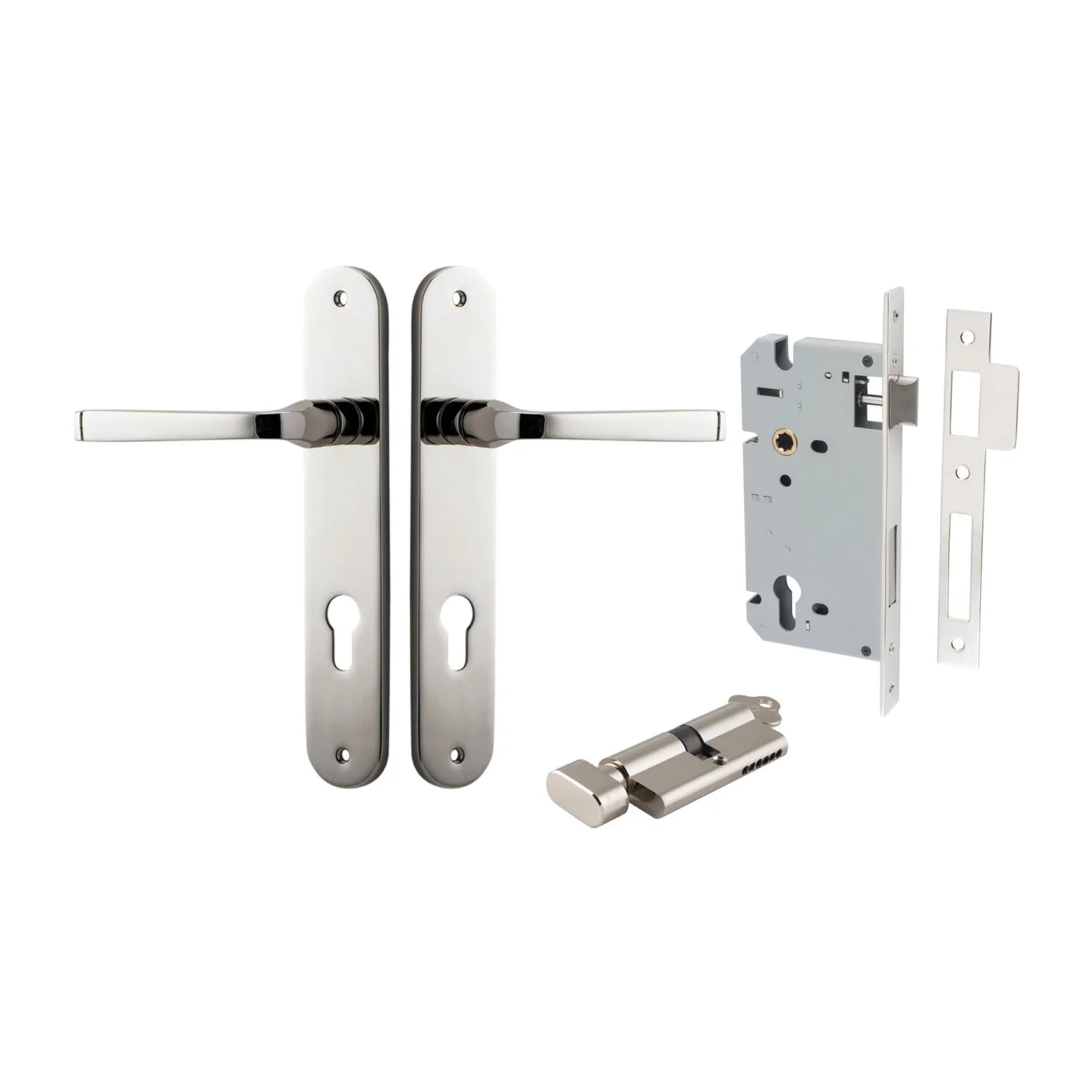 Iver Annecy Door Lever Handle on Oval Backplate Entrance Kit Key/Thumb - Image 12