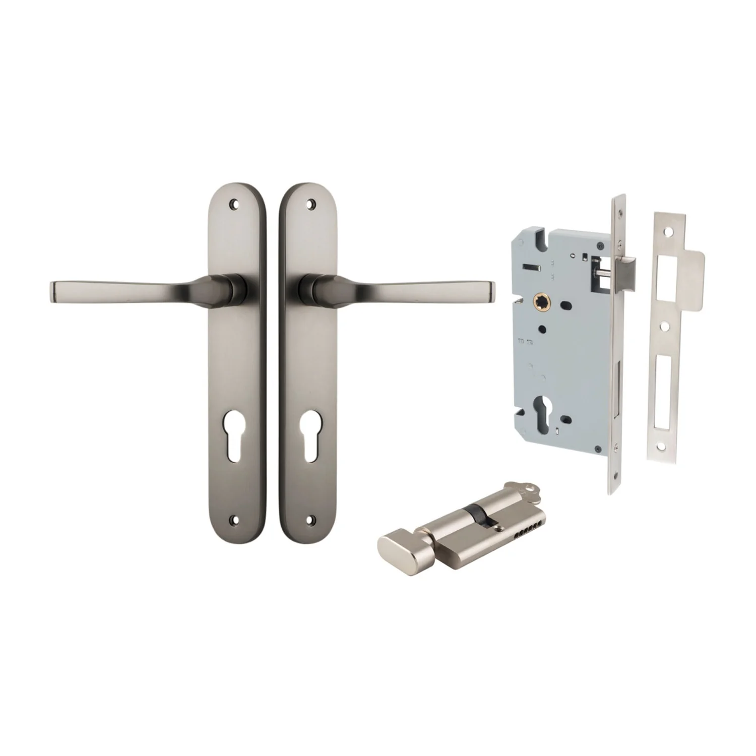 Iver Annecy Door Lever Handle on Oval Backplate Entrance Kit Key/Thumb - Image 13
