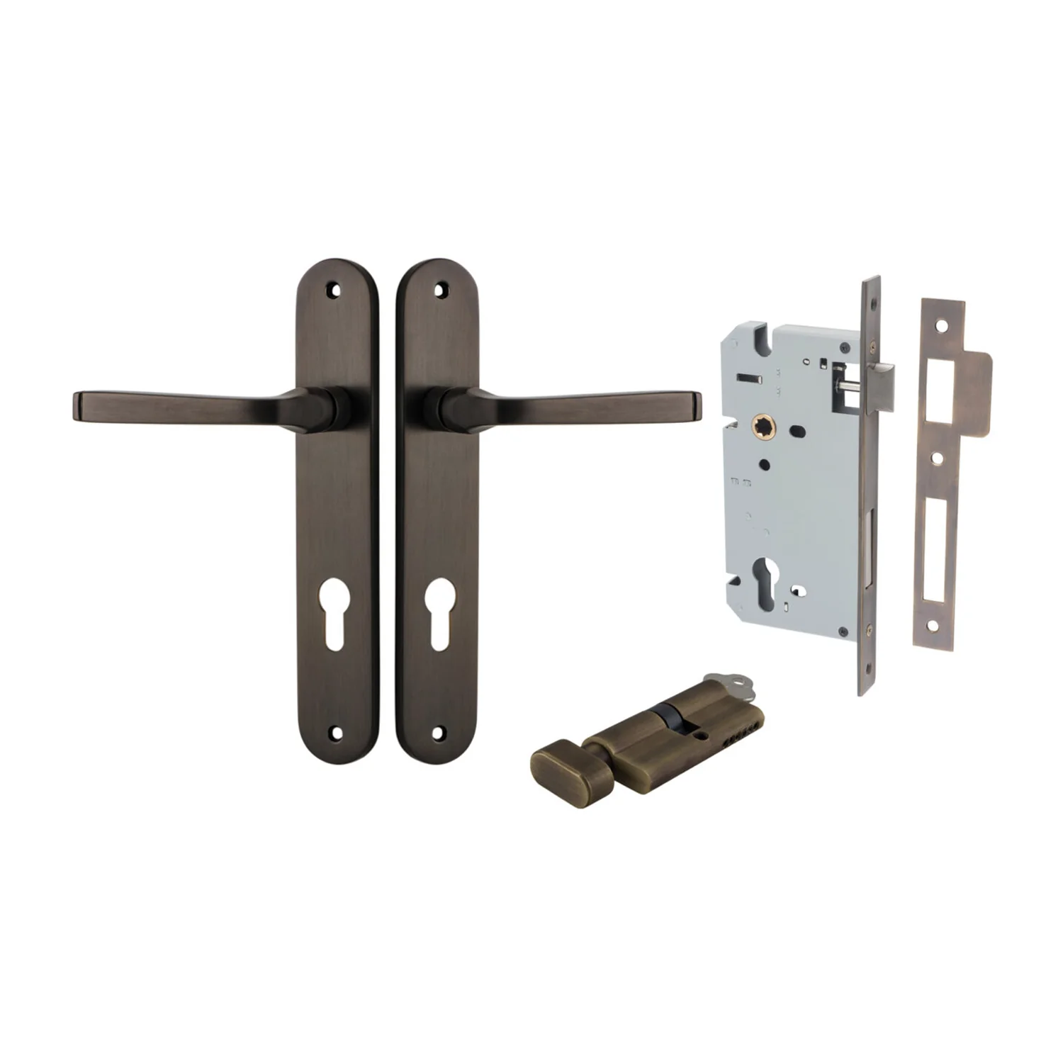 Iver Annecy Door Lever Handle on Oval Backplate Entrance Kit Key/Thumb - Image 14