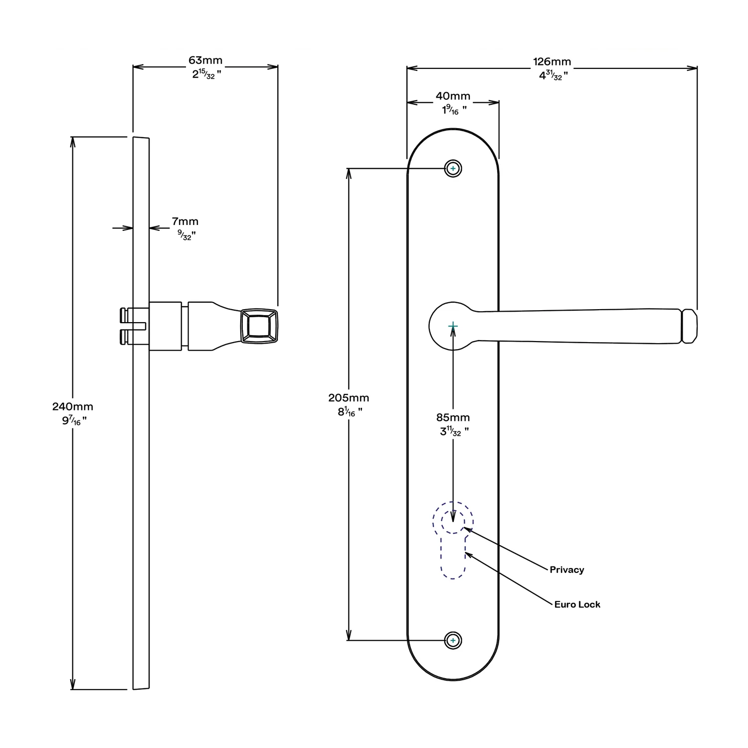 Iver Annecy Door Lever Handle on Oval Backplate Entrance Kit Key/Thumb - Image 3