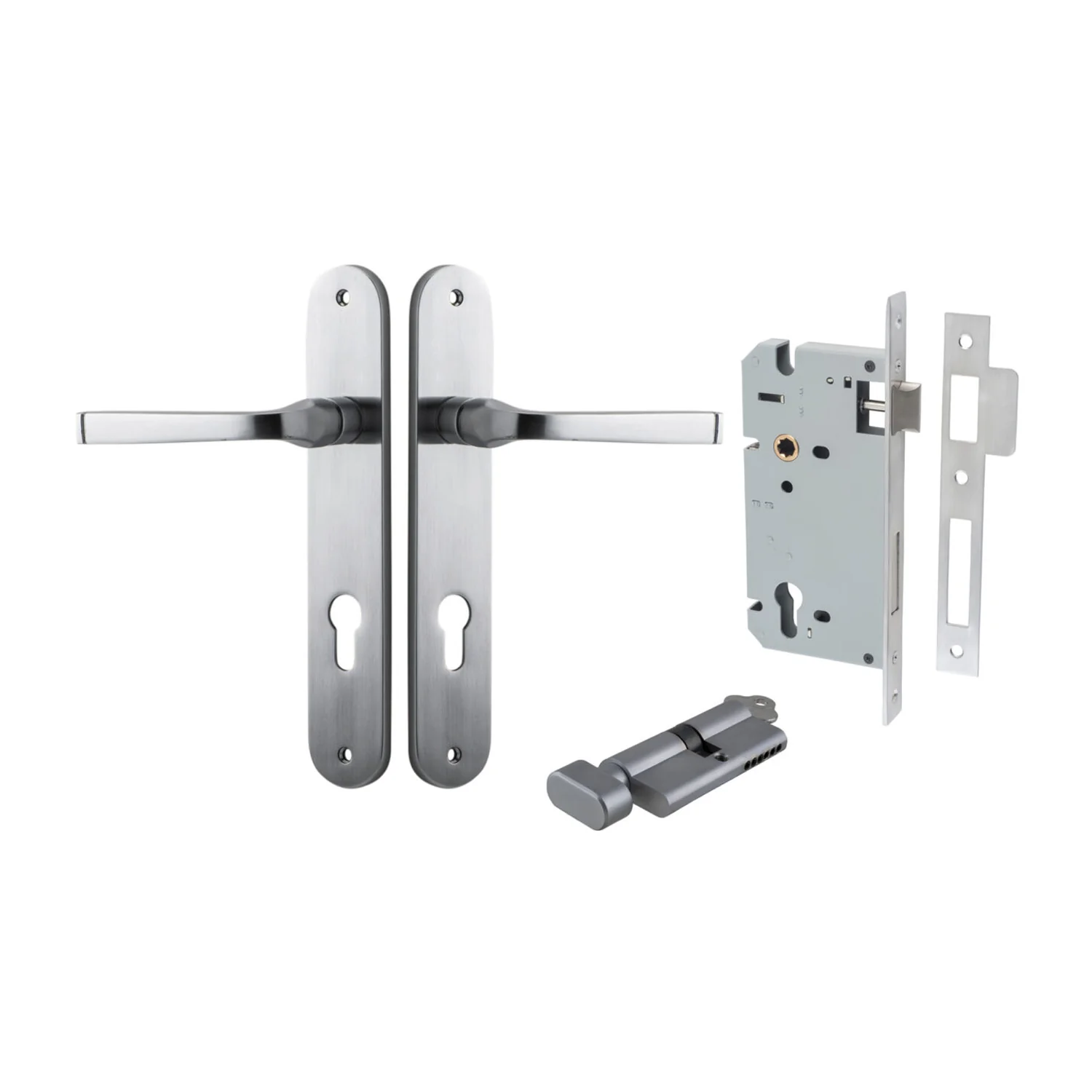 Iver Annecy Door Lever Handle on Oval Backplate Entrance Kit Key/Thumb - Image 7