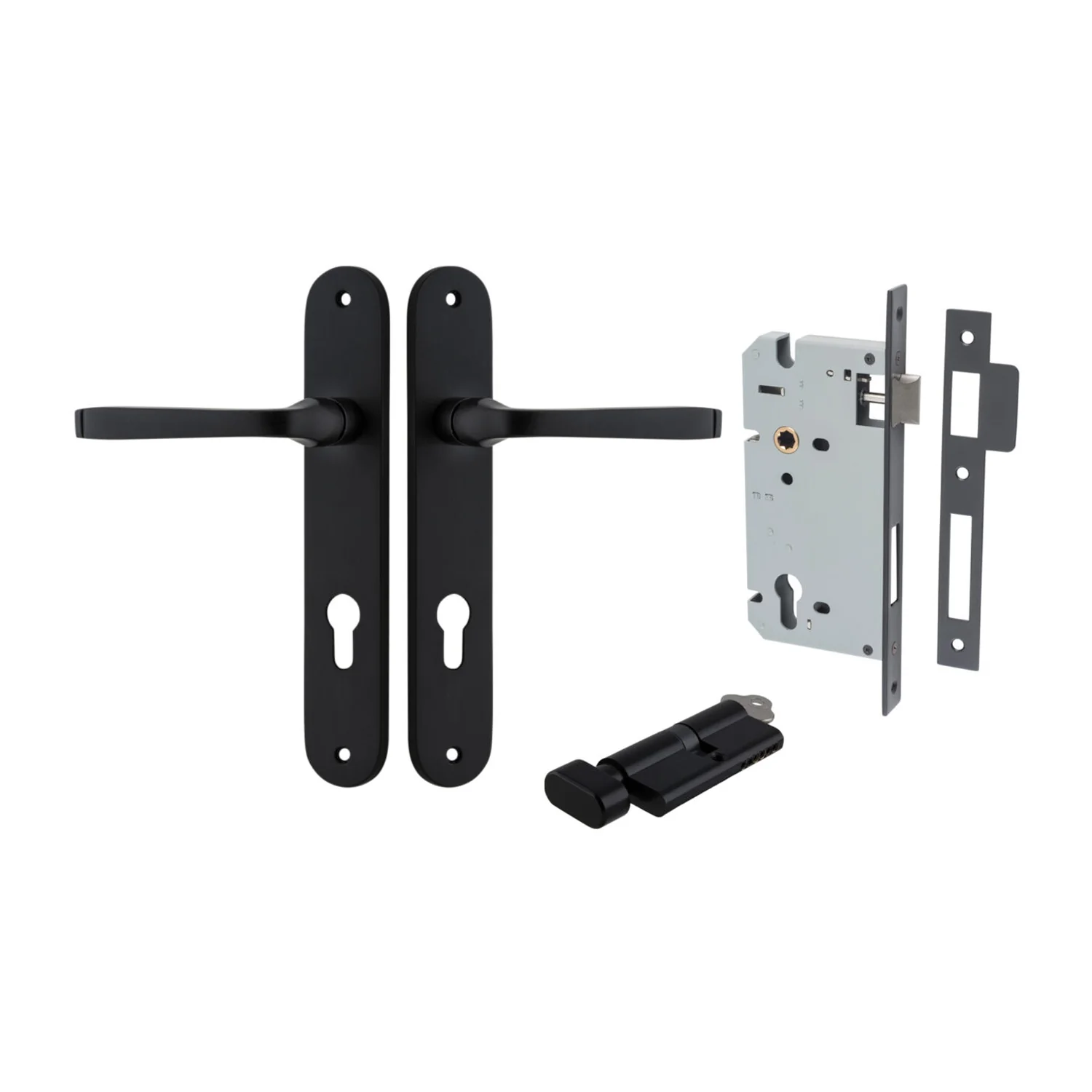 Iver Annecy Door Lever Handle on Oval Backplate Entrance Kit Key/Thumb - Image 9