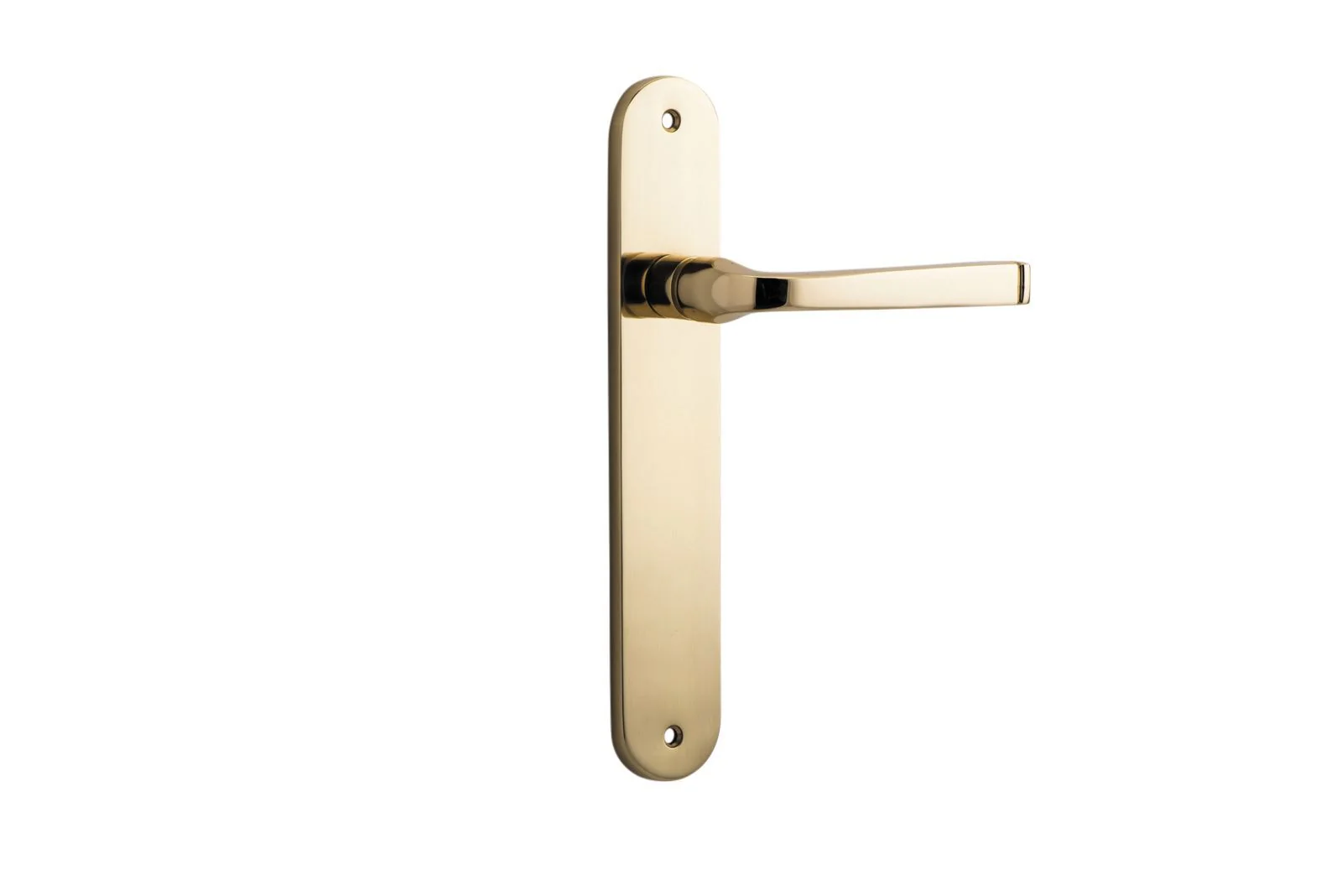Iver Annecy Door Lever Handle on Oval Backplate Polished Brass - Image 2