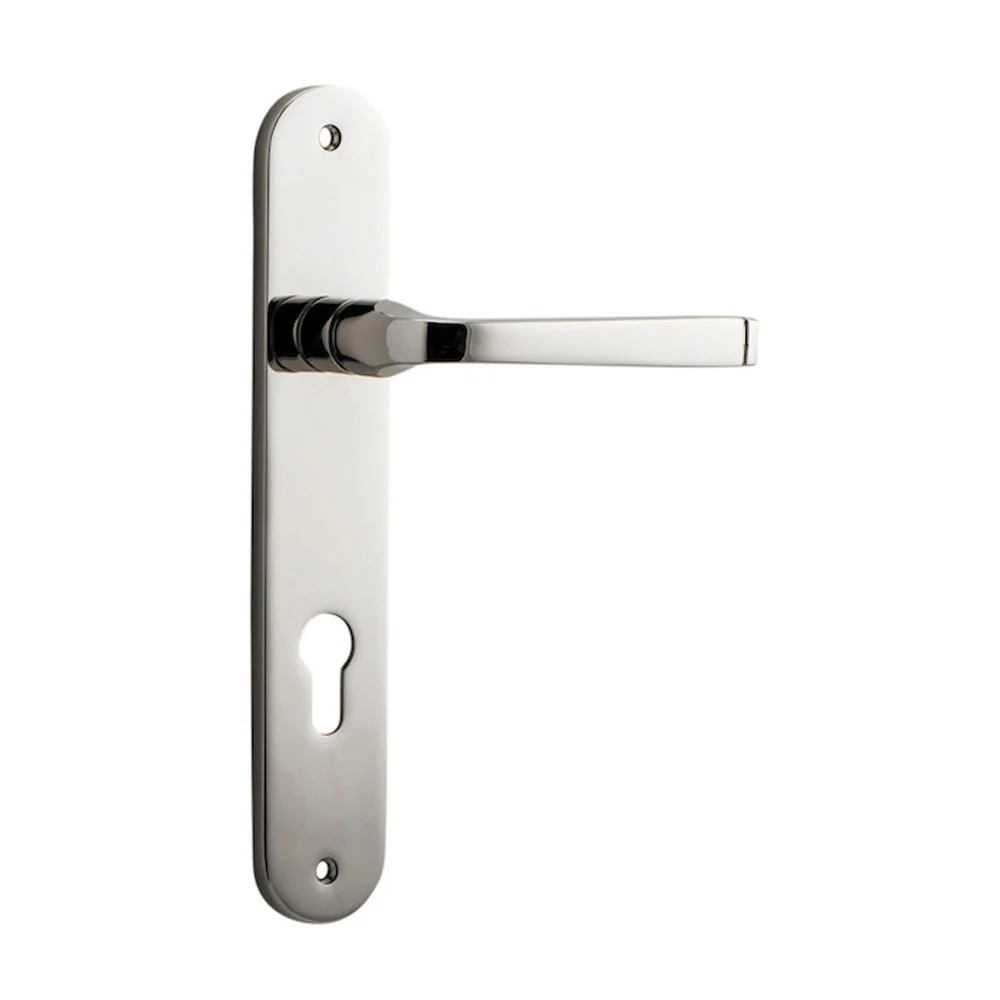 Iver Annecy Door Lever Handle on Oval Backplate Polished Nickel - Image 3